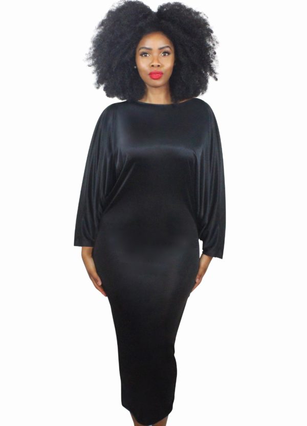 Dolman Sleeve Dress-Black