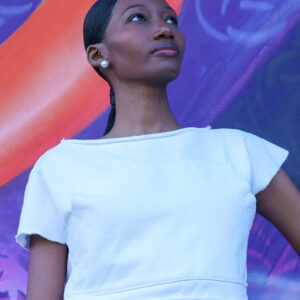 TASHEE OVERSIZED CROPPED RAW-EDGE KNIT TOP