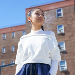 THE TASHEE CROPPED TWO-IN-ONE DOLMAN SLEEVE TOP