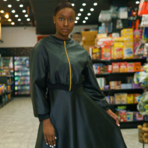 TASHEE GRAINY LEATHER CROPPED BOMBER JACKET