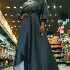 TASHEE HIGH-LOW GRAINY LEATHER MAXI SKIRT