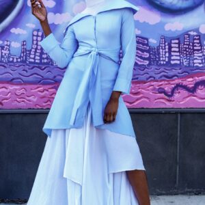 TASHEE DENIM TWO-IN-ONE KNIT MAXI DRESS