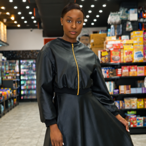 TASHEE GRAINY LEATHER CROPPED BOMBER JACKET